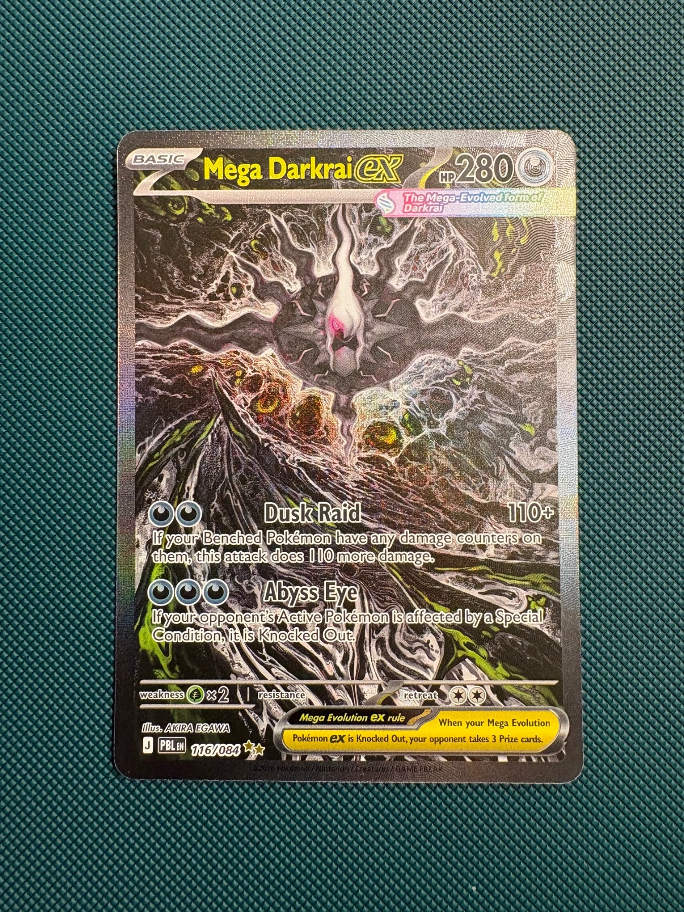 Mega Darkrai ex 116/84 Pitch Black front card photo in PokeToGrade pregrading report