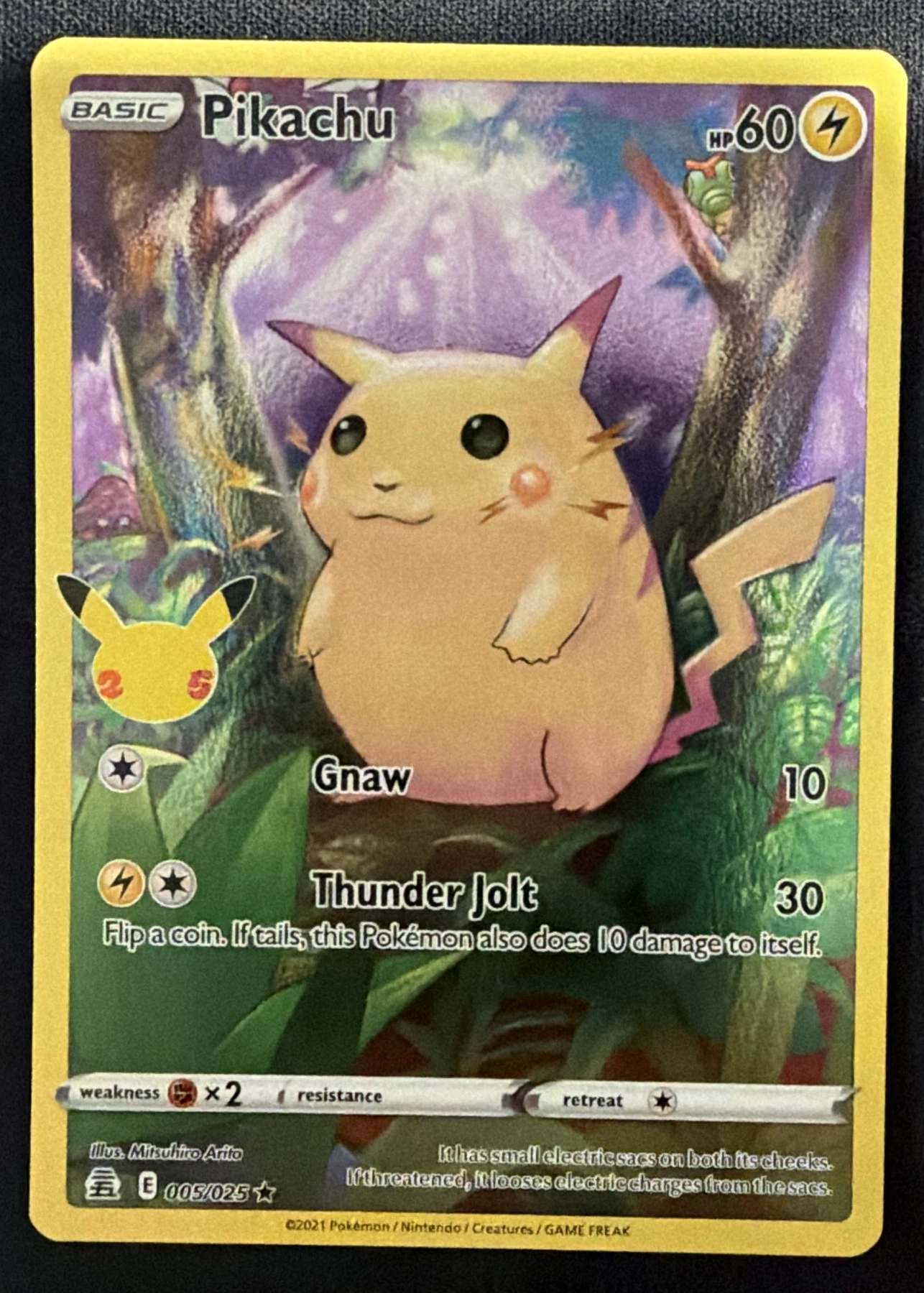 Pikachu 005/25 Celebrations front card photo in PokeToGrade pregrading report