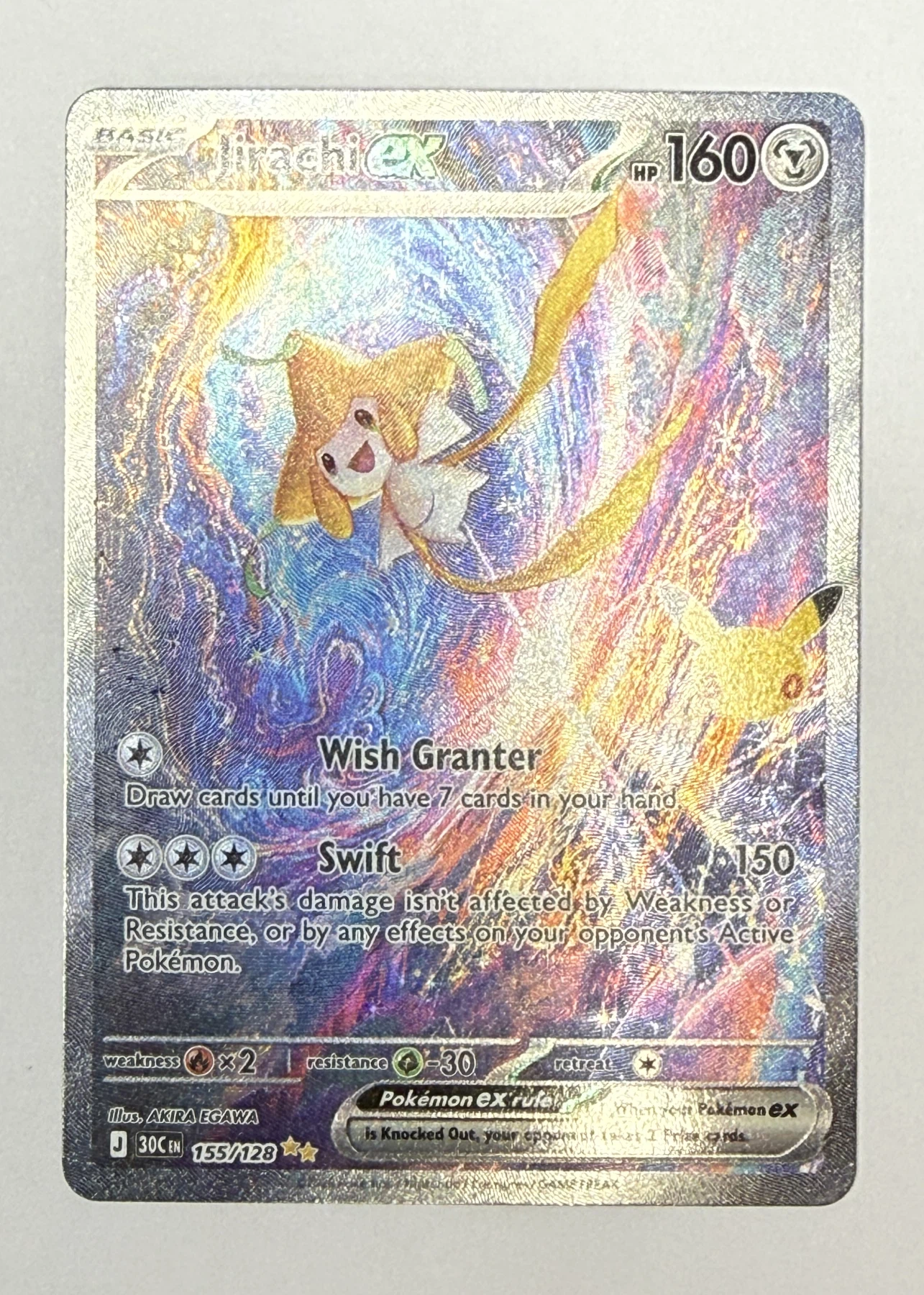 Jirachi ex 155/128 30th Celebration front card photo in PokeToGrade pregrading report