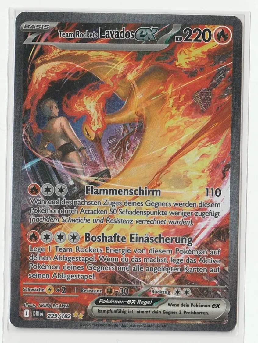 Team Rocket's Moltres ex 229/182 Destined Rivals front card photo in PokeToGrade pregrading report