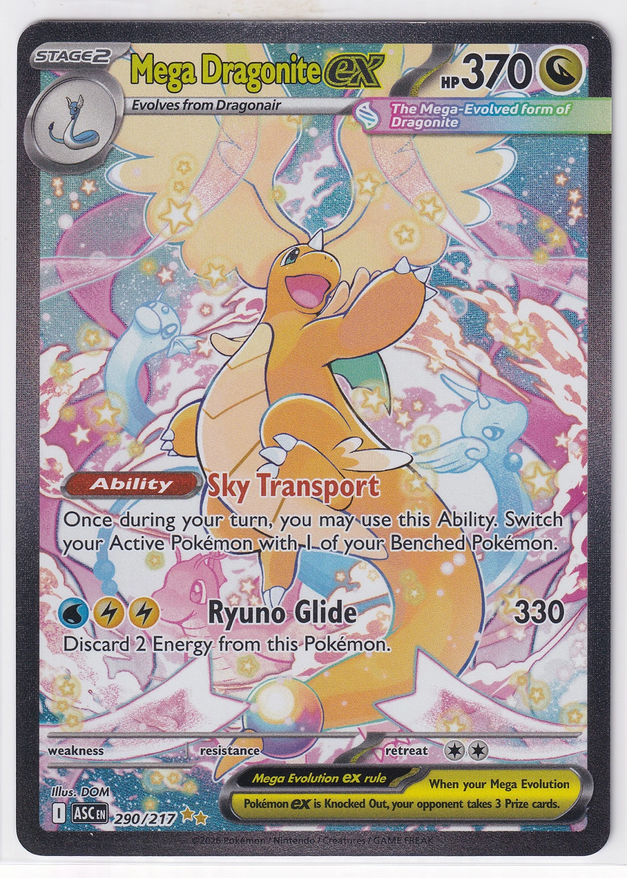 Mega Dragonite ex 290/217 Ascended Heroes front card photo in PokeToGrade pregrading report