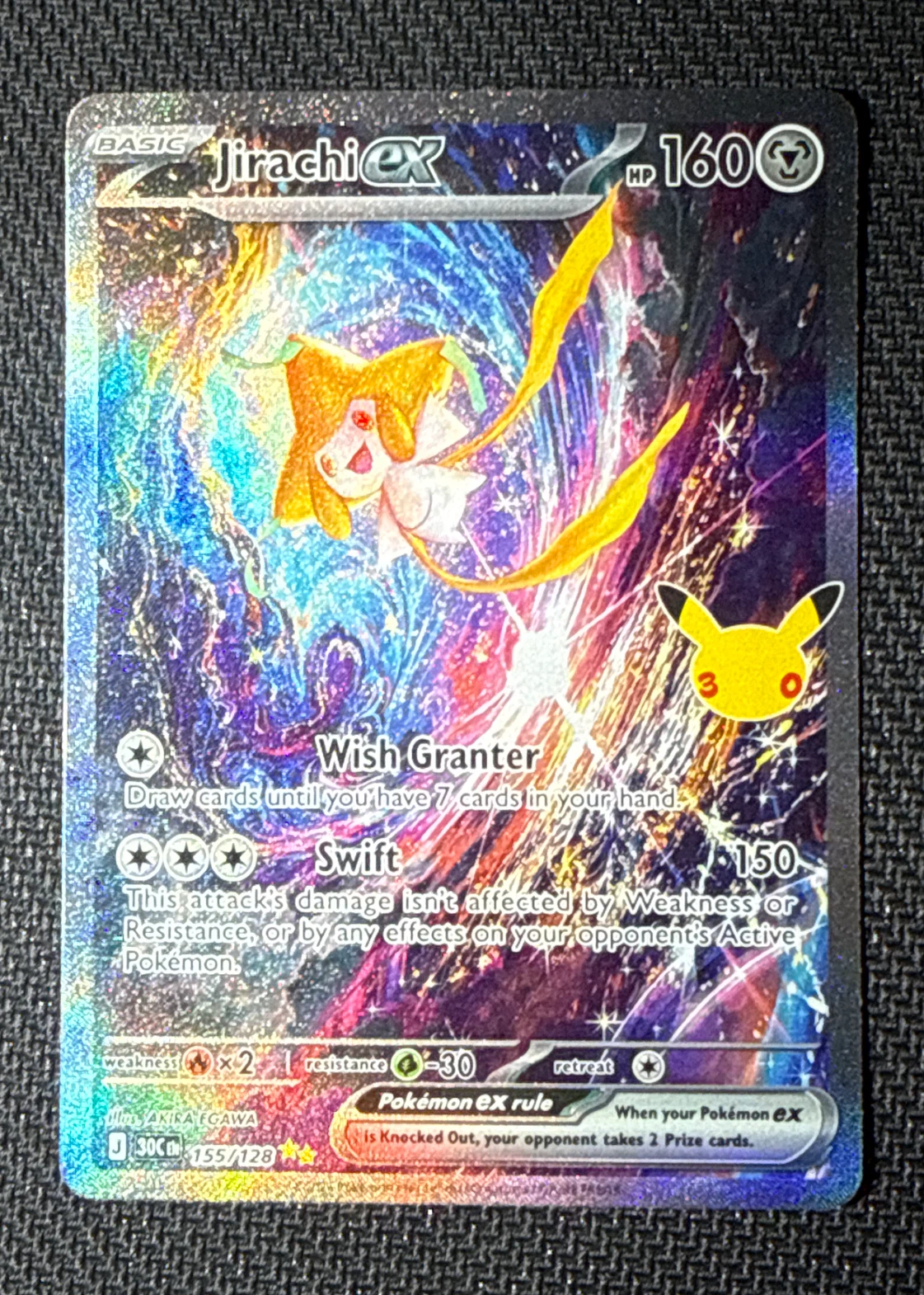 Jirachi ex 155/128 30th Celebration front card photo in PokeToGrade pregrading report