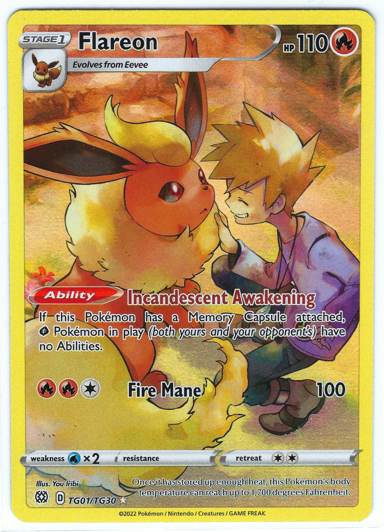 Flareon TG01/172 Brilliant Stars front card photo in PokeToGrade pregrading report