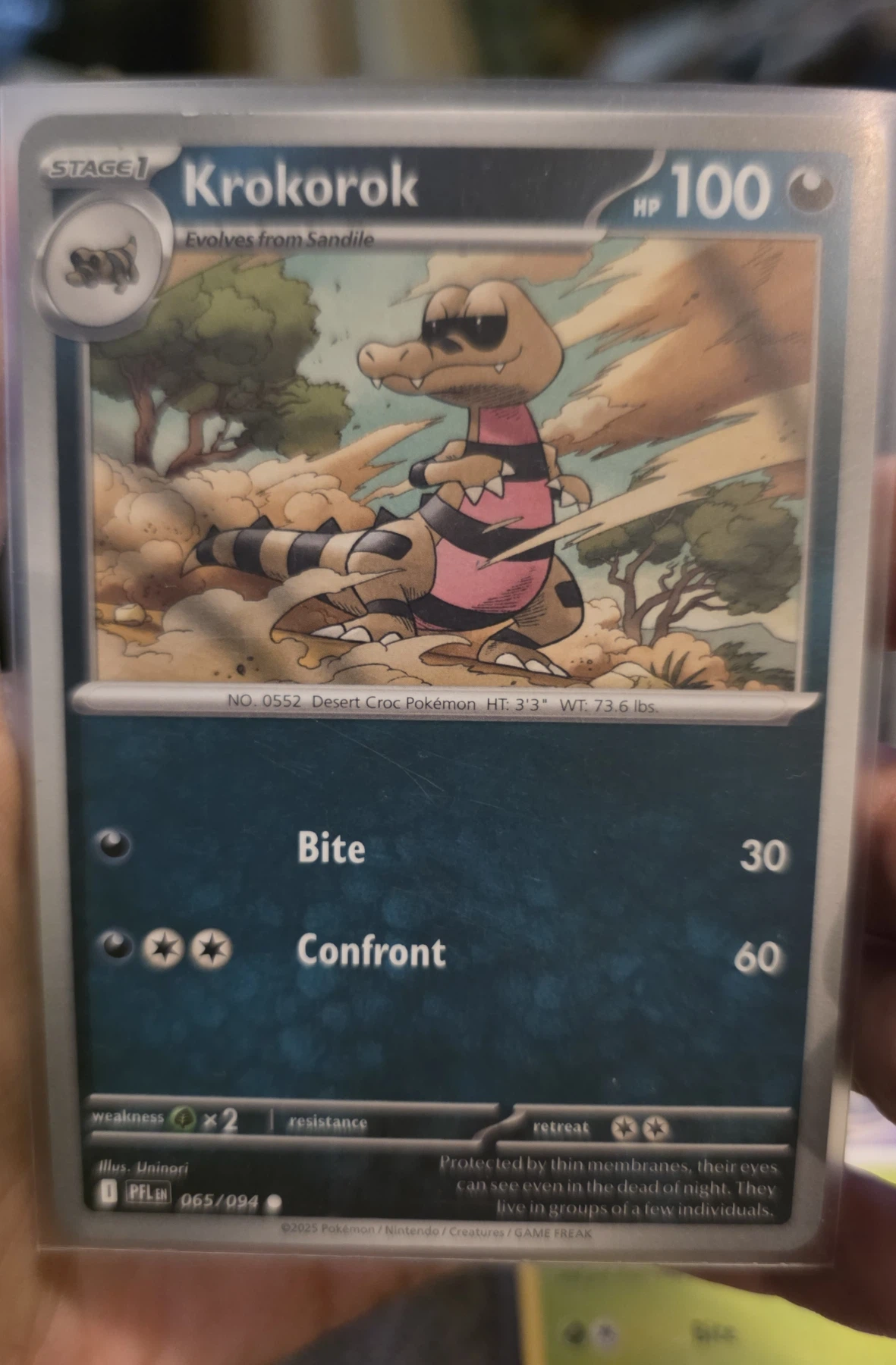 Krokorok 065/94 Phantasmal Flames front card photo in PokeToGrade pregrading report